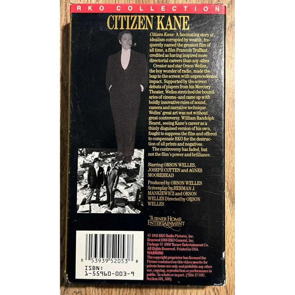 Citizen Kane 1941 (VHS, 1988) RKO Collection, Orson Welles, Agnes Mooreh…